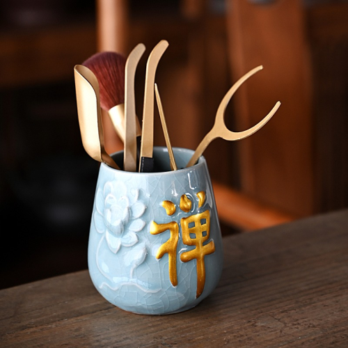 黃銅黑檀木功夫茶具配件套裝茶勺養壺筆茶道6六君子茶刀泡茶工具F