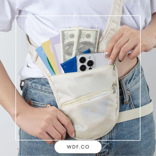 WDF.CO現貨｜2024韓國新款隱形貼身腰包│黑灰米3色外出防盜包│多功能收納包│有拉鍊│隔層多口袋│旅行包│容量大