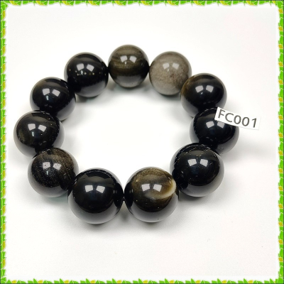 【彼啦能量館】金曜眼手珠 水晶手珠 黑耀石 20MM FC001