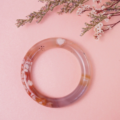 YOU jewels 櫻花瑪瑙 漸變黑冰底半壁成形小花 56