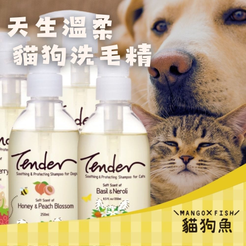 TENDER ? 天生溫柔 寵物洗毛精 低敏 天然 犬用 貓用 洗毛精 青檸 蜂蜜 積雪草 羅勒 無花果 薄荷 蜜桃花