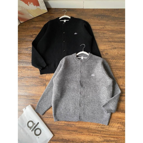 【玩衣櫥】alo yoga 針織開衫 男款 黑色 灰色＊M~2XL。50962A