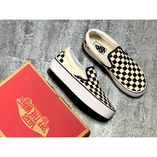 萬斯Vans 厚底 經典懶人黑白棋盤格