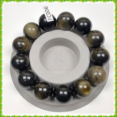 【彼啦能量館】黑曜石手珠 金曜眼 貓眼 17MM FC006