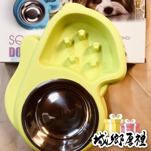 【犬世界】優米卡| 寵物雙用慢食碗-松鼠造型【藍】