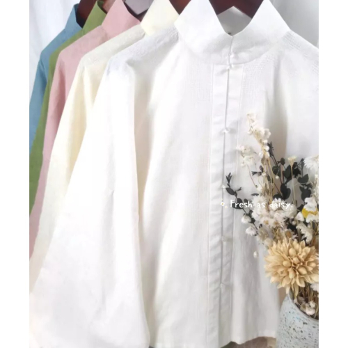 ｜春日醒｜寄春君?日常漢服改良式漢服明制百搭素色立領對襟琵琶袖日常通勤長袖上衣