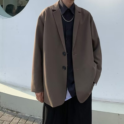 『癮品流行』單排扣簡約外套 韓版商務西裝外套 純色休閒西裝 男生西裝 寬鬆百搭 M-2XL