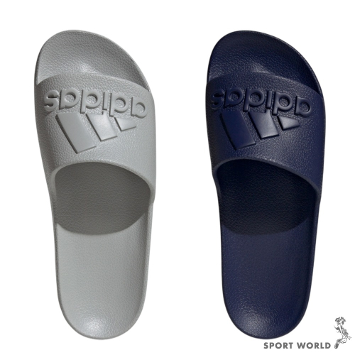 Adidas 男鞋 女鞋 拖鞋 防水 ADILETTE AQUA 灰/深藍【運動世界】IF6068/IF7374