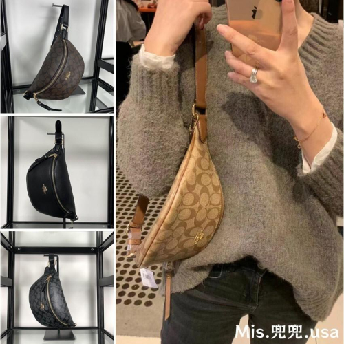 保固 現貨 COACH 蔻馳包包 Mis.兜兜 經典女士腰包 胸包 單肩包 頭層牛皮 斜挎包 女生包包