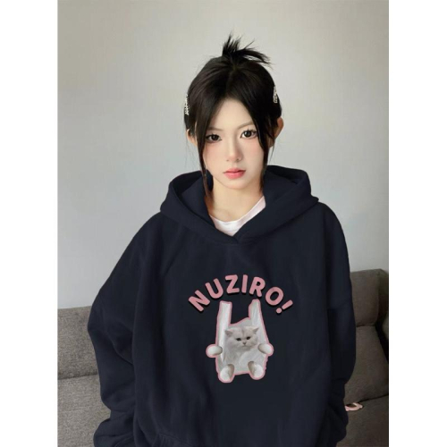 11月新品⛄️［大尺碼到2XL］????? ???????可愛い袋裝小喵喵帽T（薄款/加絨）長袖 貓咪