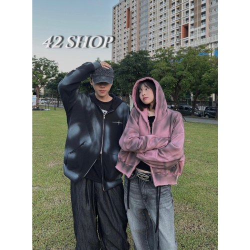 ?? ???? ?????? | ?? 韓國 雙拉鍊 渲染 破壞 寬鬆 連帽外套