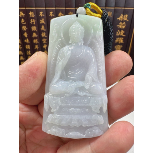 天然翡翠A貨-八大守護神阿彌陀佛立體厚庄掛件 商品編號071802