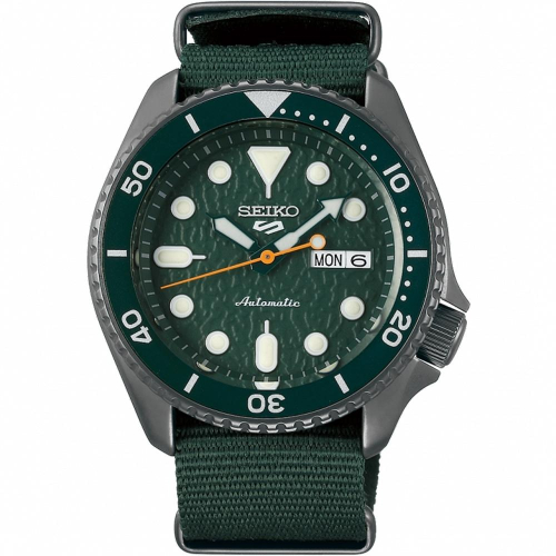 SEIKO 精工 5 Sports 系列潮流機械錶 4R36-07G0H(SRPD77K1)-綠帆布/42.5mm