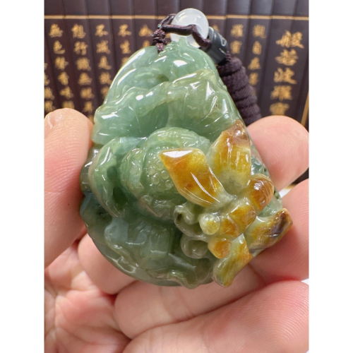 天然翡翠A貨-幸福降臨榮華富貴立體厚庄掛件 商品編號071806