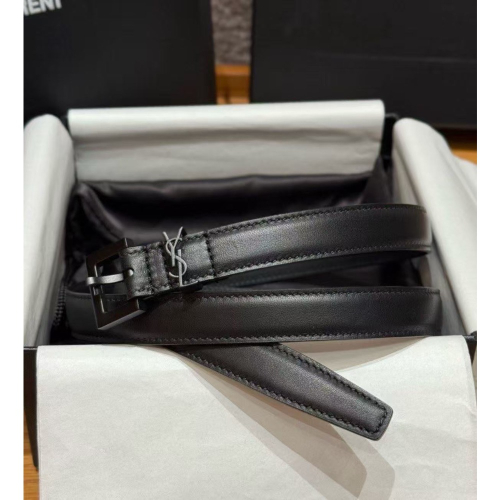 新品 YSL All black LOGO 女款皮帶 2cm