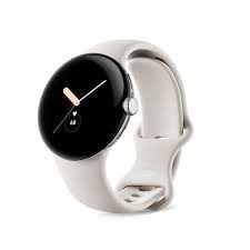 Google Pixel Watch LTE 金屬銀不銹鋼錶殼/粉炭白運動錶帶