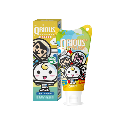 黃金柚 吞嚥ok含氟 QRIOUS 奇瑞斯紫錐菊護齒兒童牙膏 寶寶第一條牙膏