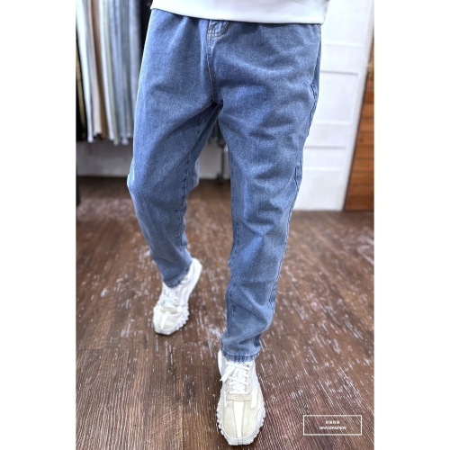 『新品上市』重磅原色素面鬆緊抽繩寬褲-淺藍(NOF2310Y2205)