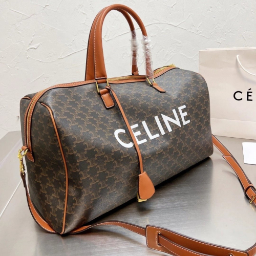 CELINE思琳包包 波士頓包 男女通用健身 大容量行李袋 復古凱旋門老花枕頭包 大號旅行袋 單肩包 側背包 斜背包