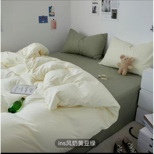 簡約日系純色四件式親膚水洗棉被套