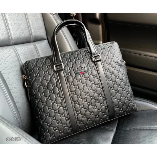 【GUCCI】古馳2023新款GG壓紋牛皮男士公文包大容量商務休閒手提電腦包單肩斜挎包父親節情人節生日禮物上班出差必備