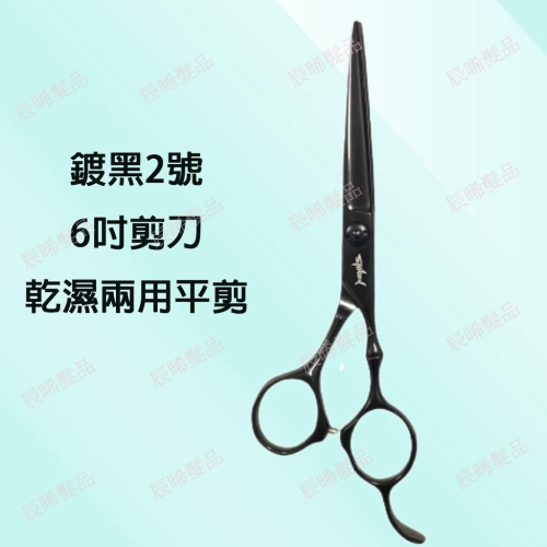 ✝️辰晞髮品✝️剪刀 專業美髮剪刀 亮面 鍍黑 黑色2號 6寸剪刀 乾濕兩用平剪 設計師剪刀 美髮 沙龍
