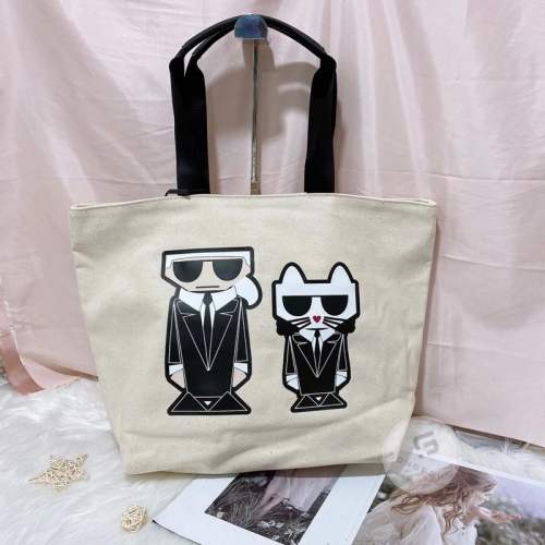 美國代購 台灣現貨 KARL LAGERFELD 卡爾 帆布拉鍊大托特