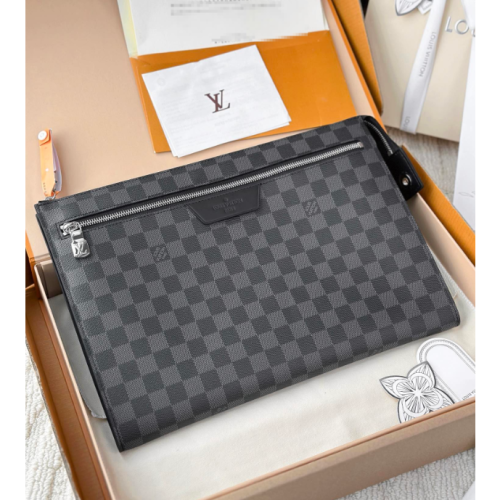 二手LV/路易威登男包棋盤格紋拉鏈開合扁平手拿包N40481