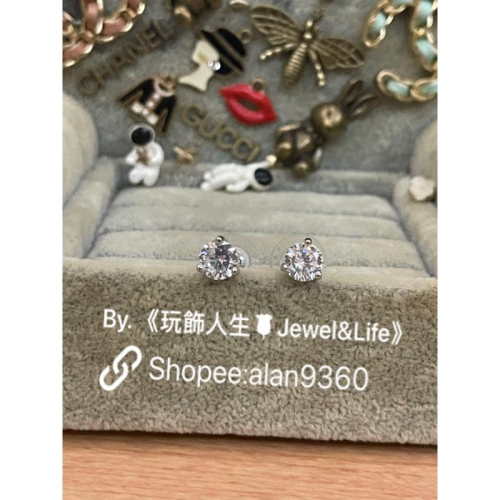 swarovski 施華洛世奇 超美 簡約 二手 單鑽 銀色 一克拉 造型 耳環