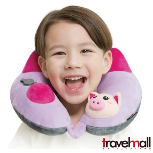 Travelmall 動物系列專利3D按壓式充氣枕-小豬版(袋裝版)