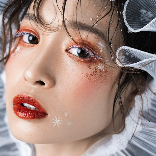 聖誕節臉部眼妝創意雪粉妝容白色仿真雪花亮片貼紙睫毛膏眼線筆
