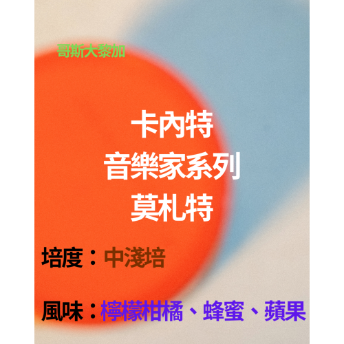 【揚波咖啡】 哥斯大黎加 卡內特 音樂家系列 莫札特 葡萄乾蜜處理 精品咖啡豆
