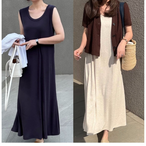 預購/HEDY赫蒂 正韓 夏季背心洋裝/傘裙/無袖長連身裙/基本款/搭配單品(FREE)(黑.燕麥.灰.白)