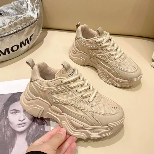 厚底鞋 老爹鞋女2023春秋季新款正韓百搭系帶時尚潮鞋透氣休閒運動鞋