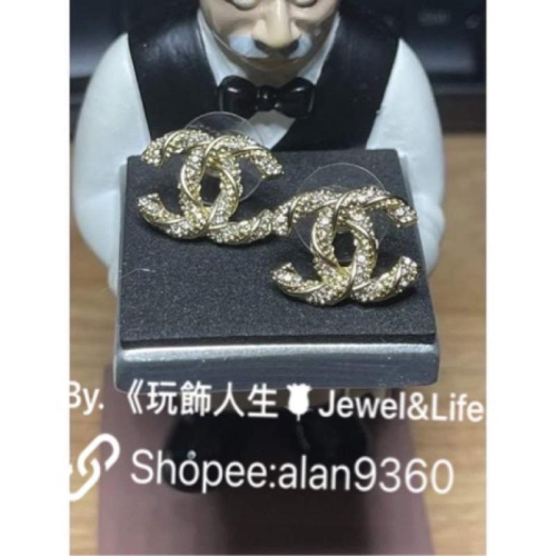 CHANEL 超美 經典 螺旋 水鑽 百搭 二手 造型 耳環