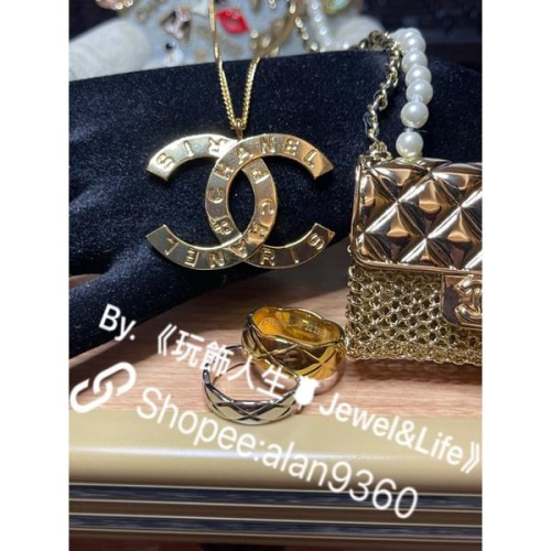 CHANEL 香奈兒 超美 金色 大logo 素面 百搭 雙C 二手 字母 造型 項鍊