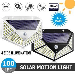 ??四月科技能源?光控人體感應燈四面發光100LED太陽能壁燈 太陽能壁燈 多角度發光壁燈A0168-7
