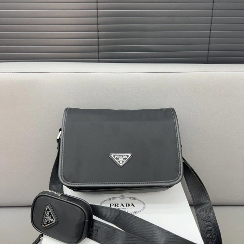 PRADA普拉達包包 Saffiano二合一尼龍布三角標翻蓋包 郵差包 單肩包 側背包 斜背包 小方包 男生旅行斜背包