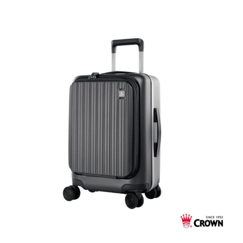 【CROWN】BOXY 21吋前開式登機箱-鐵灰色 趣買購物旅遊生活館