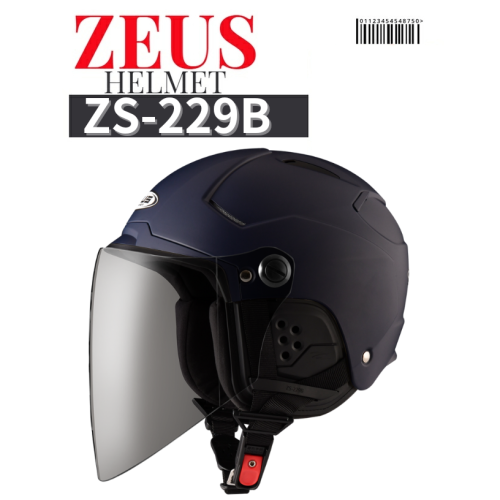 ZEUS ZS-229B 同級最長鏡片 半罩式 3/4安全帽