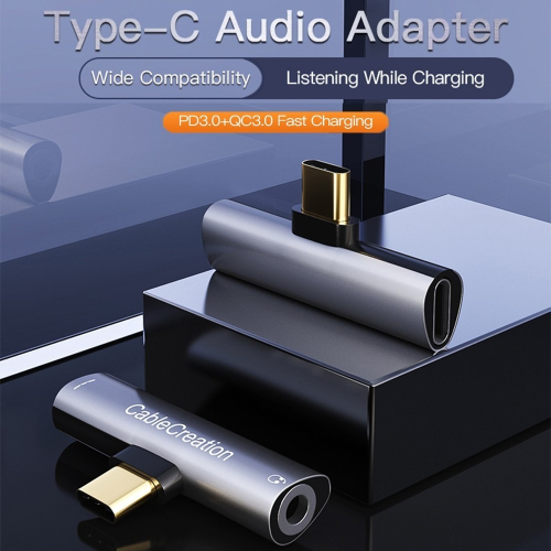 CableCreation DAC晶片 手機&平板可用 Type C 3.5mm耳機 + 60W快充 轉接頭