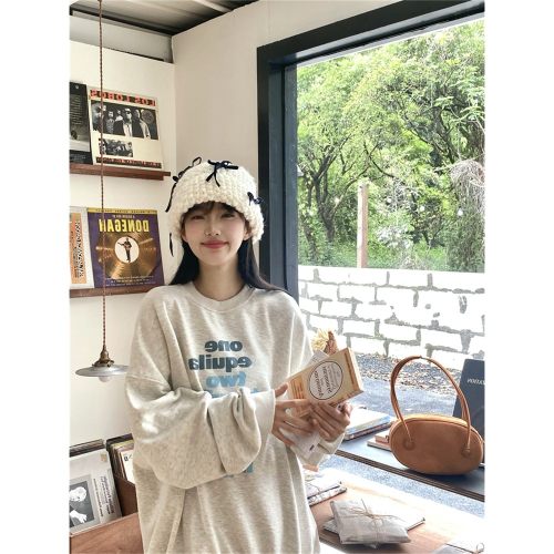V476✨現貨/美式/特色款/字母/大學踢/大學T/OOTD/衛衣/長袖上衣/INS/撞色/慵懶風/復古/棉質/學院風