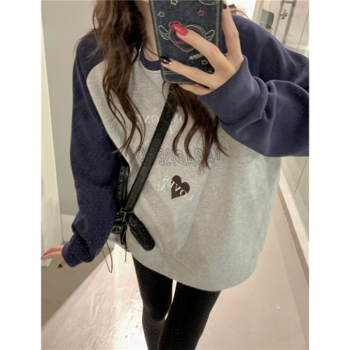 V480✨現貨/韓系/大學踢/刷毛/簡約/基本款/撞色/大學T/愛心/心型/衛衣/長袖上衣/印花/圖案T/日常穿搭