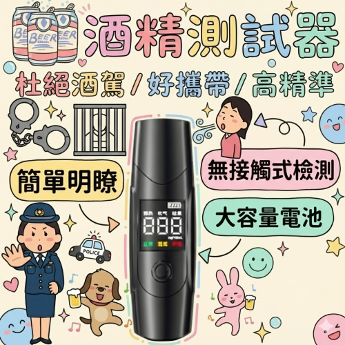 【2026旗艦款】高精度酒精檢測儀 免接觸式 酒測器 酒精測試儀 (Type-C充電/LED數位顯示/隔夜酒檢測