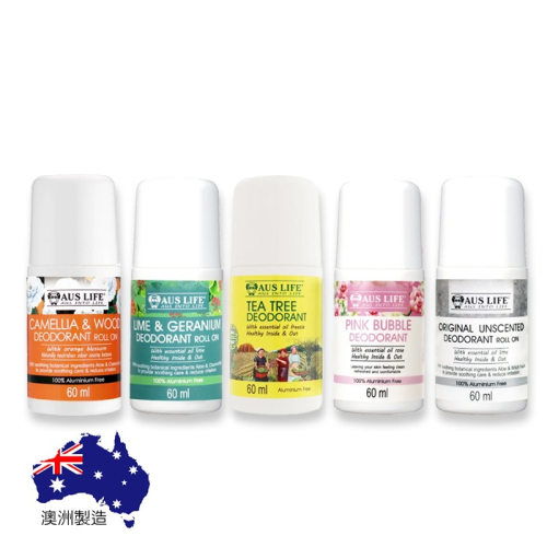 澳洲 AUS LIFE 澳思萊 無鋁體香露 60ml 滾珠體香劑 小蒼蘭 茶樹 粉紅綠茶 低調無香 森林微露-PQ美妝