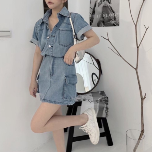 牛仔連身短裙