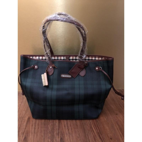 POLO Santa Barbara 全新 經典綠格紋 全新未使用 大托特包