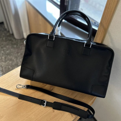 羅意威包包 Loewe行李袋 大容量健身包 黑色真皮包包 單肩包 側背包 手提袋 瑜伽包 男生旅行背包 男女通用背包