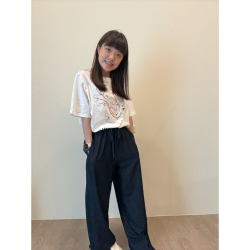 ?正韓女裝❤️腰鬆緊後口袋天絲牛仔寬褲_兩色_原色藍/黑❤️東大門直送❤️OF2_Korea??正韓代購??