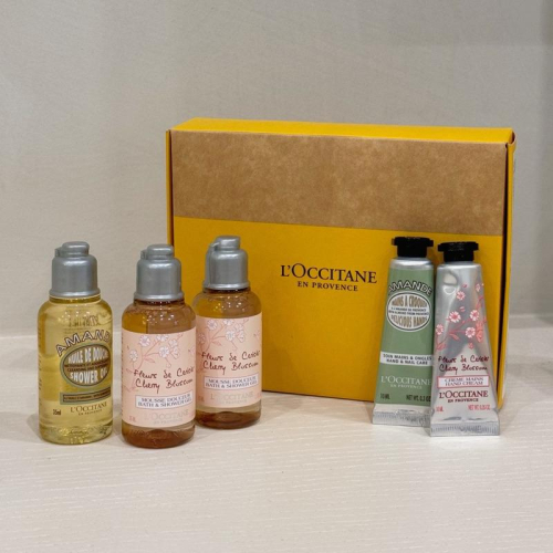 L’OCCITANE 歐舒丹｜旅行小樣組 櫻花沐浴膠 杏仁沐浴油 35ml 護手霜 10ml